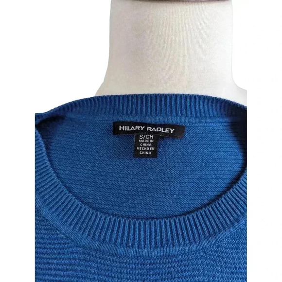 Hilary Radley Blue Layered Chiffon Trim Sweater Shirt SMALL - Picture 7 of 8